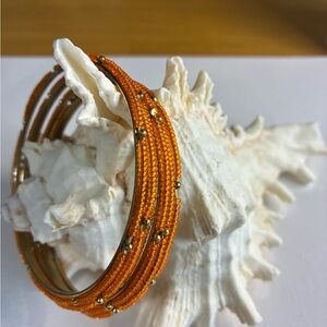 Vibrant Orange Beaded Bangles